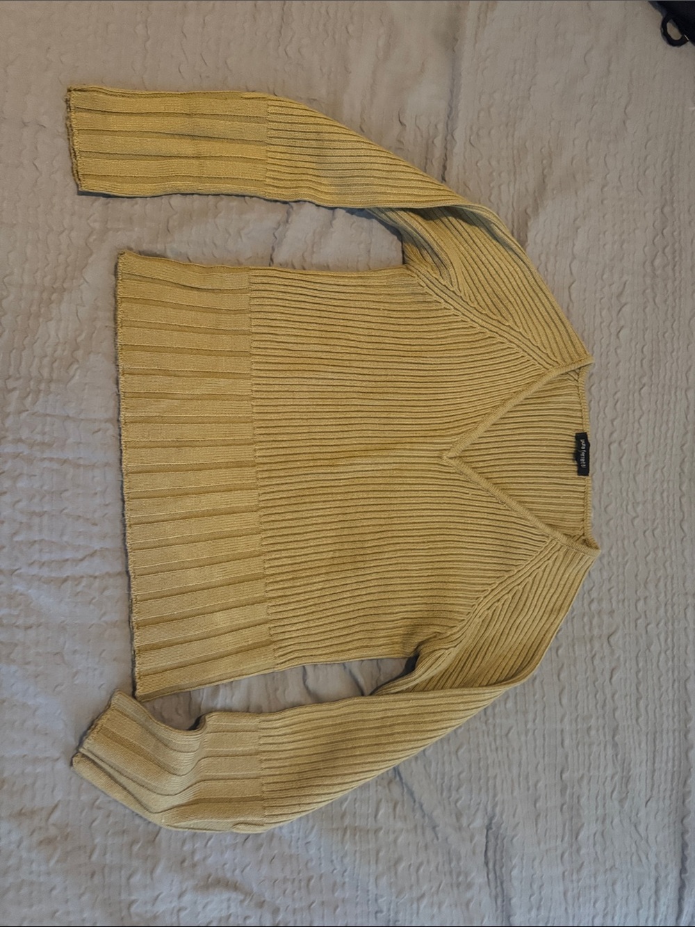 Ribbed V-Neck Sweater - Yellow